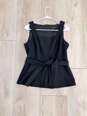 White House Black Market Black Sleeveless Top with Waist Tie.